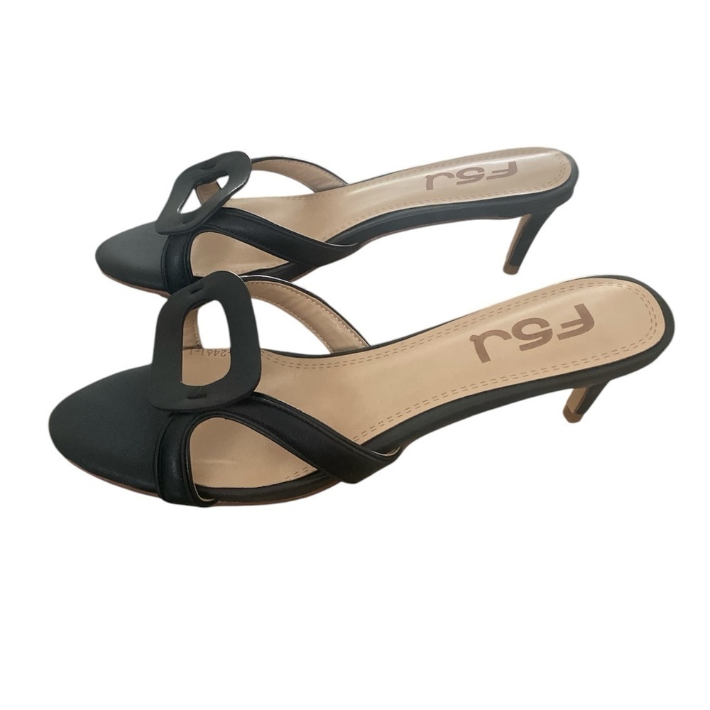 FSJ Black Open Toe Kitten Heels Slide Sandals for Women
Black SZ 10 - Picture 6 of 14